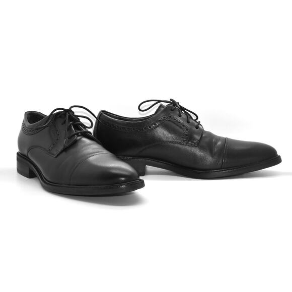 B0 Auth COLE HAAN Black Leather Cap Toe Lace Up Oxford Shoes C28881 Size 10M - Picture 1 of 6